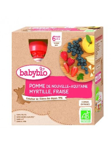 Gourde Pom/Myrtille/Fraise 4x90g 